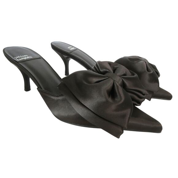 Jeffrey Campbell Dark Satin Bow Heels - Picture 1 of 10